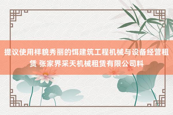 提议使用样貌秀丽的饵建筑工程机械与设备经营租赁 张家界采天机械租赁有限公司料