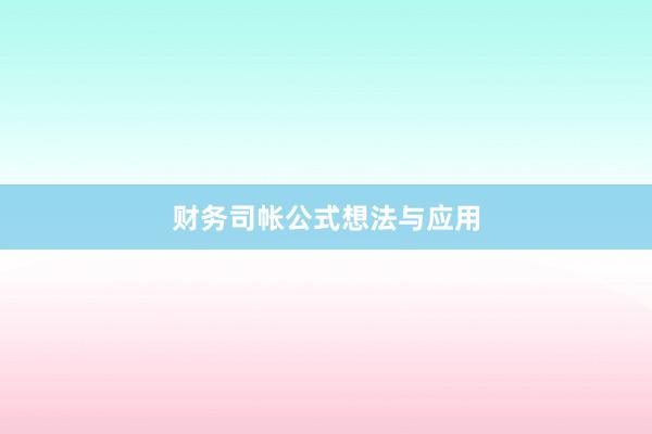 财务司帐公式想法与应用